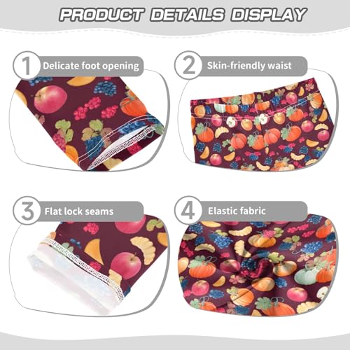 Girls' Athletic Leggings Ankle Length Yoga Dance Pants Kids Teen 4T Pumpkin Fruit3