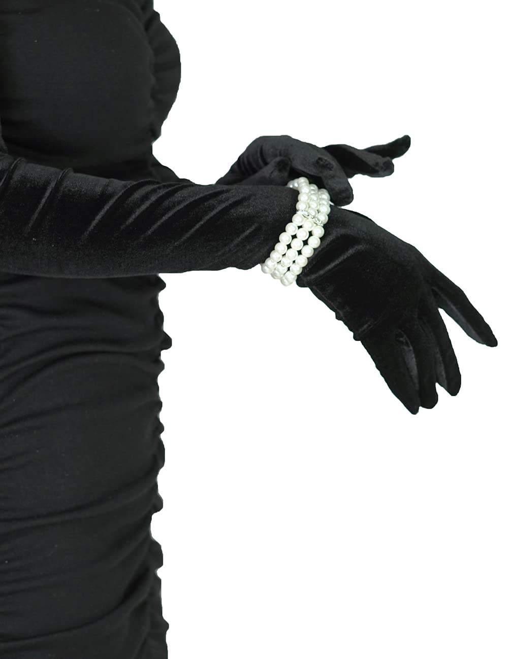 Women's 24 Inch Long Velvet Gloves 1920s Flapper Opera Gloves for Wedding Costume Formal Party: Navy Blue