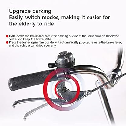 16-Zoll-Dreirad für Erwachsene, Fahrrad mit Kohlenstoffstahlrahmen, Rücksitz und Rückenlehne, dreirädriges Cruiser-Fahrrad für Senioren, Damen und Herren (rot) – Bild 5