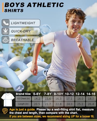 Image of Boys Shirts Athletic Dry Fit Neon T Shirts Short Sleeve Kids Youth Moisture Wicking Quick Dry Sports Training Performance Tee