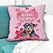 GABSHAIM Happy Valentine's Day Pillowcase Custom Rat Terrier Dog Name Pillow Cover Canvas Pillowcase with Pink Heart Pattern for Sofa Couch Decor 18 x 18 Inches