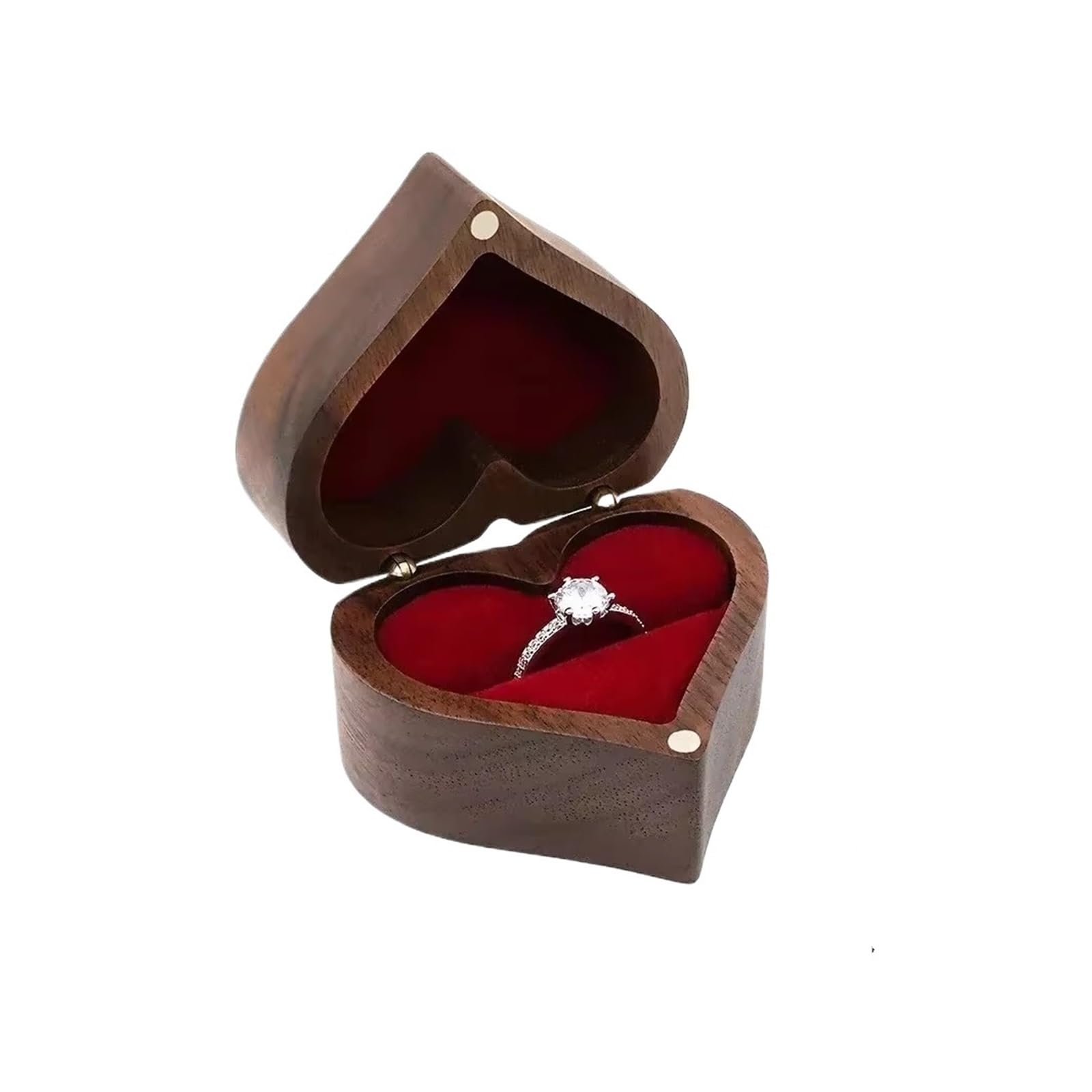 LCKKJHG Wedding Ring Box 1PCS Walnut Wood Ring Box For Wedding Ceremony Jewelry Storage Proposal(MULTI)