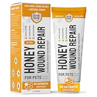 Honey Silver Wound Care for Pet no Antibiotic Wound Ointment for Dogs - Hot Spot Treatment for Dogs & Horses – Cat & Dog Wound Care for Cuts, Rashes, Irritation Honey Wound Repair Gel with Silver 2 Oz