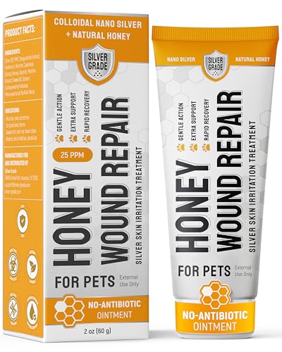 Dog Wound Care with Honey & Colloidal Silver for Scratches & Skin Irritations – Cat & Dog Hot Spot Treatment Gel Works as Honey Rapid Wound Repair for Horses – Suits All Pet Ages & Breeds – 2-Oz Tube