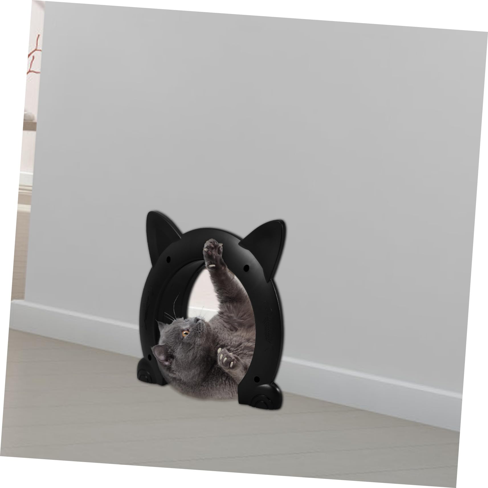 Sosoport Katzenklappe und Innentür aus Kunststoff Einfache Montage mit Katzenförmigem Design Vielseitig Nutzbar für Haustierhäuser Zuhause