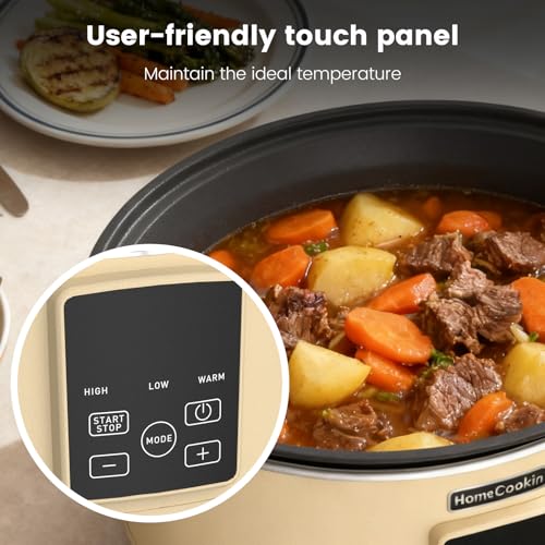 Image of HOMECOOKIN Slow Cooker, Extra Large 10 Quart Programmable Slow Cookers, Dishwasher Safe Glass Lid & Crock, Kitchen Appliance for Families and Gatherings, Oatmeal