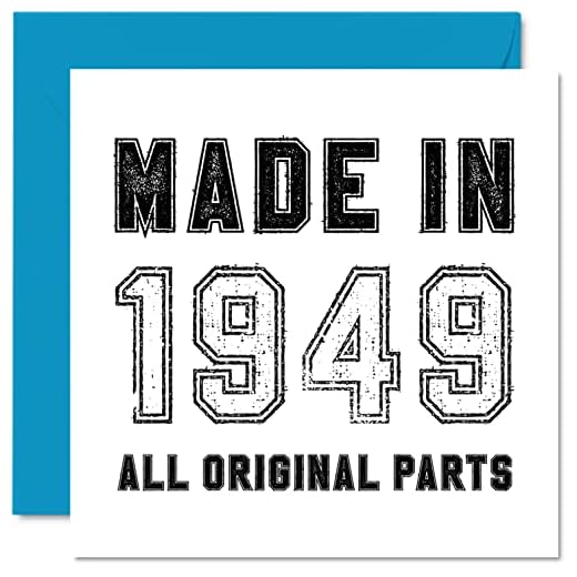 Tarjeta felicitación 73 cumpleaños hombres, mujeres, él y ella, fabricada en 1949, todas las piezas originales, divertida tarjeta felicitación 73 años abuelo, abuela, mamá, papá, 145 mm x 145 mm