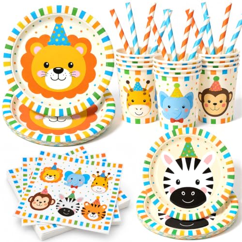 Imagen de Vajilla Animali Cumpleaños Infantil Set para 12 Personas