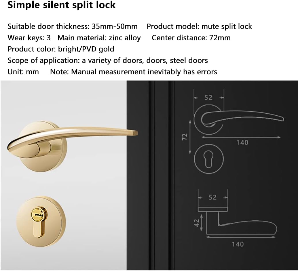 Modern Brushed Satin Nickel Lever Door Handle Set - Mute Split Room Door Lock for Interior and Exterior Use(ModelC)