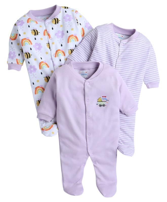 Image of 100% Cotton Rompers for New Born Baby Sleepsuits Jumpsuit Night Suits for Baby Boys & Girls |Onesies| Infant Clothes Pack Of 3