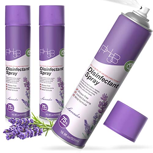PH5B Disinfectant Spray Fresh Lavender Scent- 75% Ethyl Alcohol 16.9oz / 500ml (3 Pack)