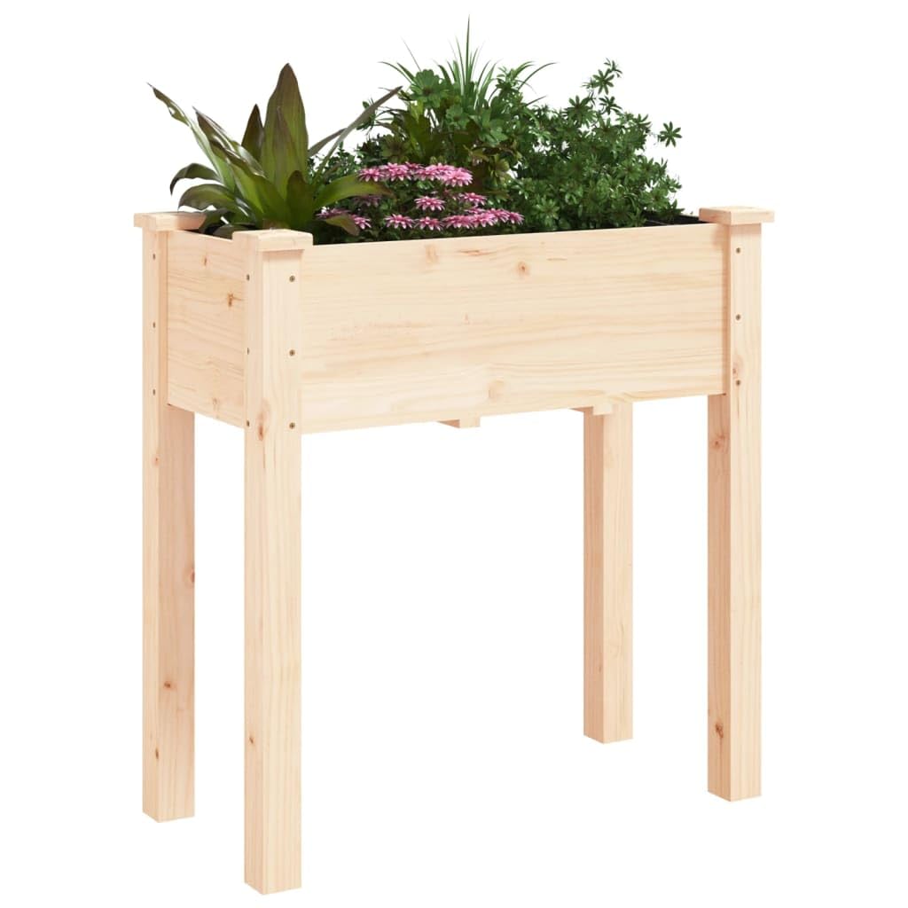 Fioriera in Legno Massello di Abete con Fodera, 71x37x76 cm | Orto rialzato ideale per balcone e giardino, completo di fodera protettiva e fori per il drenaggio dell'acqua.