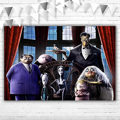 RURU Addams Family Backdrop for Party 5x3ft Vinyl Addams Family Party Supplies Birthday Decorations Invitations Cake Table Room Walll Decor Banner Poster Photography Background Booth Props