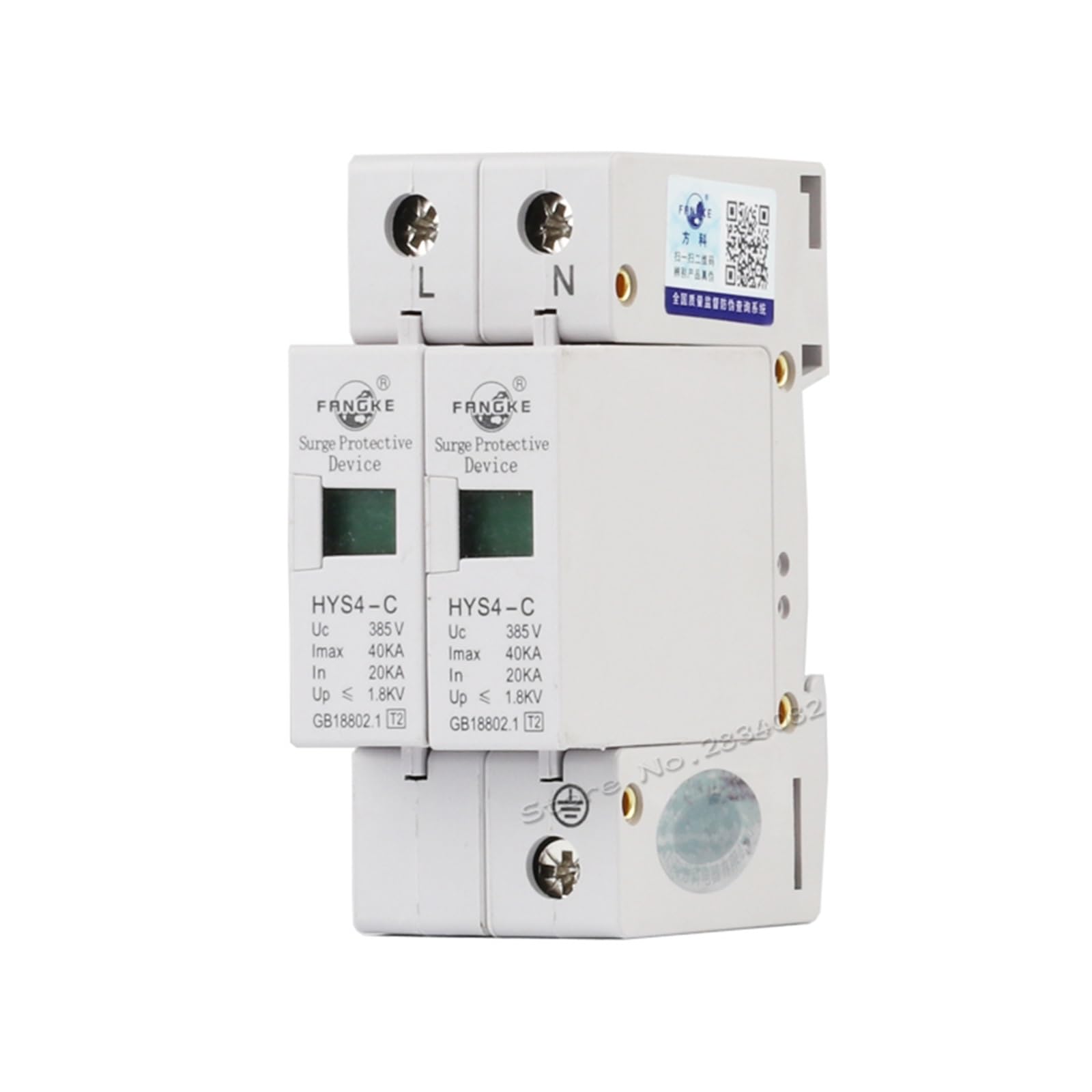 SPD Maison parafoudre 385V 2P 20KA-40KA Rail Din HYS4-C/2