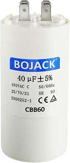 BOJACK CBB60 40uF 450 Volt 50/60Hz AC Capacitor Round Run Start Capacitor with Two Sets of Inserts for AC Motor Run Condenser Straight Cool Heat Pump Pool Pump or Air Conditioner
