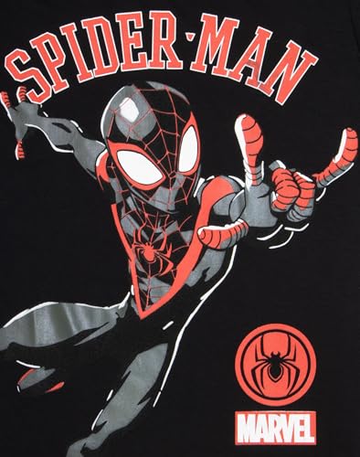 Image of Marvel Spider-Man Miles Morales Boys Short Sleeve T-Shirt and Shorts Set, 2-Piece Superhero Outfit for Kids