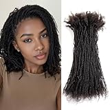 Originea Sister Locs Extensions Human Hair Curly Tips Permanent Micro Locs Extensions Natural Looking Soft Dreadlocks Can Be Bleached and Dyed (1B# 0.2cm, 10 Inch 30 Strands)