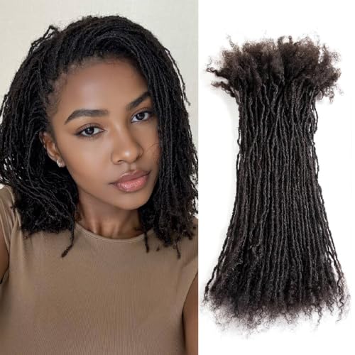 Originea Sister Locs Extensions Human Hair Curly Tips Permanent Micro Locs Extensions Natural Looking Soft Dreadlocks Can Be Bleached and Dyed (1B# 0.2cm, 8 Inch 30 Strands)