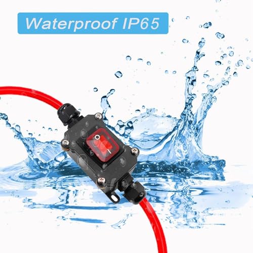 Interruptor de cableado DPST de 12V y 25A estanco IP65 3