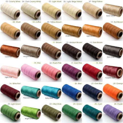 Fio encerado plano para costura de couro, cordão de poliéster para encadernação de couro (0,8 mm 150