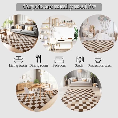 Tapis moderne 120x240 cm lavable antidérapant marron de salon et chambre - 8