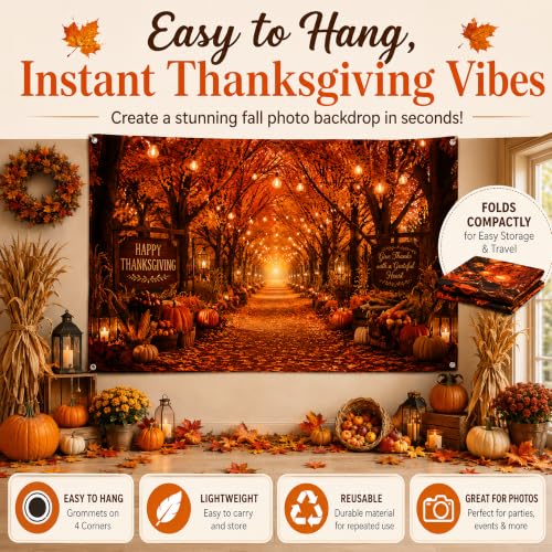 Image of Thanksgiving Decorations - Happy Thanksgiving Backdrop Photography Banner