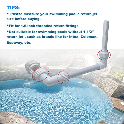 Swimming Pool and Spa Waterfall Fountain, Adjustable Swimming Pool Accessories Waterfall Fountain Spray for Most 1.5" Threaded Above In Ground Return Jet