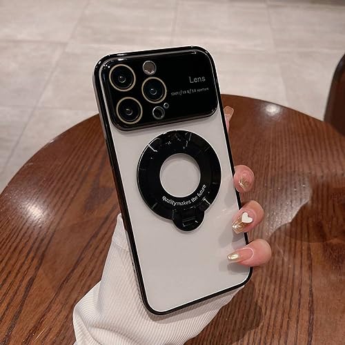Étui de support magnétique de luxe en verre pour iPhone 13 Pro noir