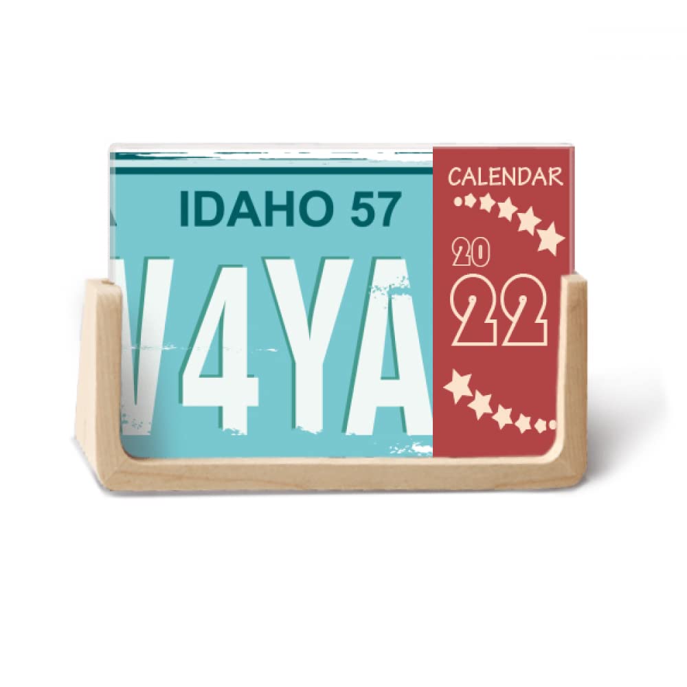 Calendrier de Bureau 2022 Plaque d'immatriculation USA pour Déco Bureau Style Américain