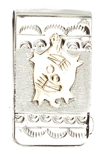 12kt Gold Filled and .925 Sterling Silver Turtle Handmade Certified Authentic Navajo Native American Money Clip