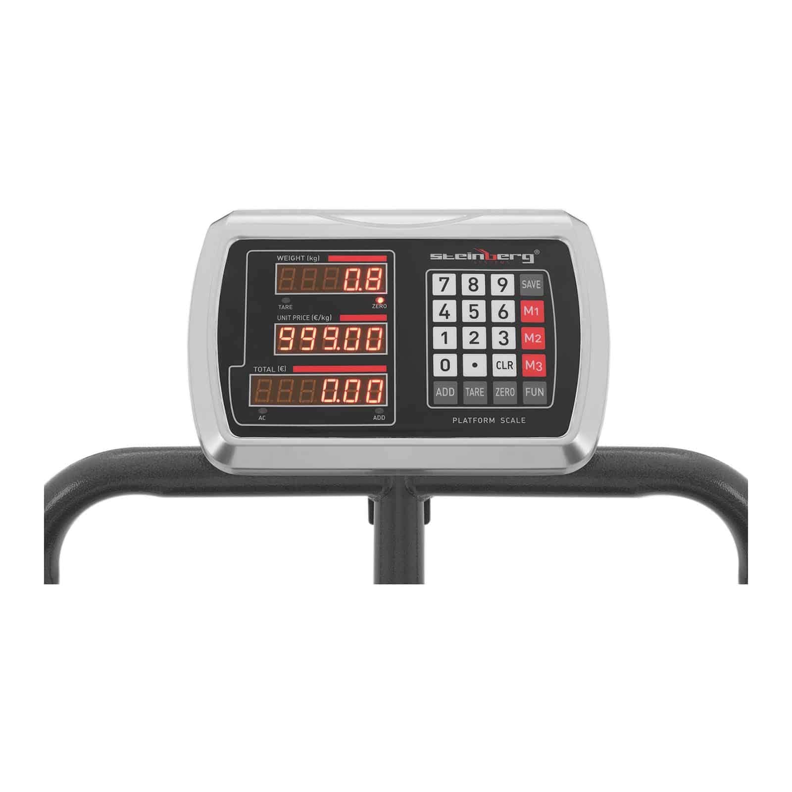 Steinberg Systems Bilancia a Piattaforma con Ruote SBS-PF-600/100W 600 kg 100 g Display LED 50x60 cm