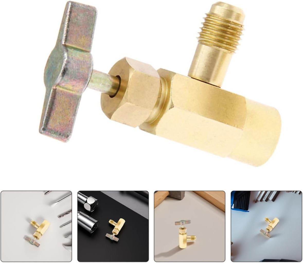 2pcs Brass Refrigerant Can Tap Opener with 1/2 Threaded Valve, Self-sealing Bottle Opener for Automotive Refrigerants, Convenient and Quick Use for Refill Requirements