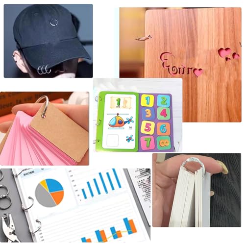 30 Stück Buchringe mit Lochzange 20mm Binder Ringe Heftringe Binderinge Karteikarten Ringe Ringbindung Silber Buchring für Loseblatt Scrapbook Album Buch Binden DIY