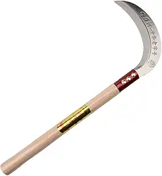 KEYI Foice de grama de aço, foice de limpeza, lâmina de aço manganês/cabo de madeira de lei ferramenta de foice portátil - foice de segurança portátil para jardinagem multiuso