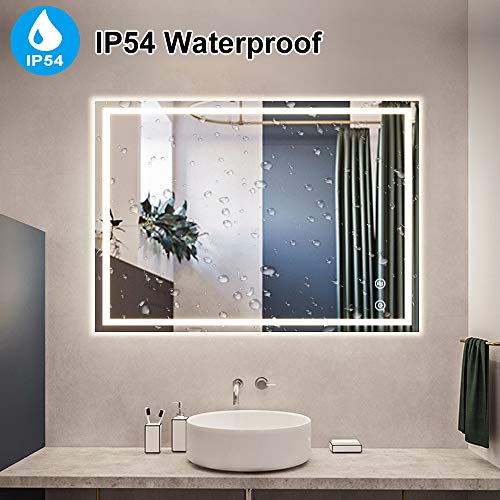image for DINGLILIGHTING DLLT Dimmable Wall Mounted Mirror with Light, 32 x 24 T