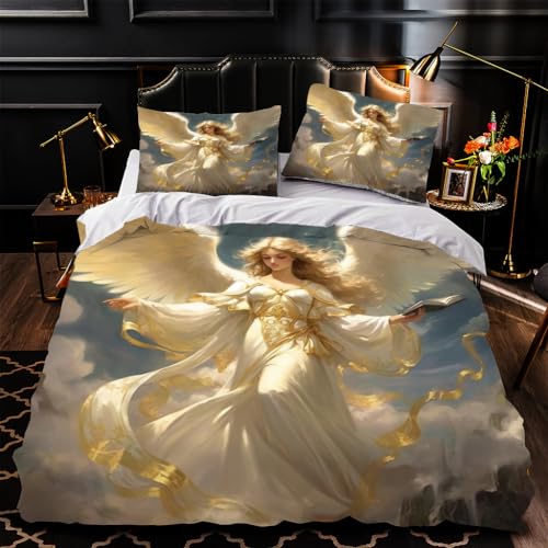 Housse de Couette 200x200cm Ange Divin Doré pour un Lit Enfant Apaisant - 5