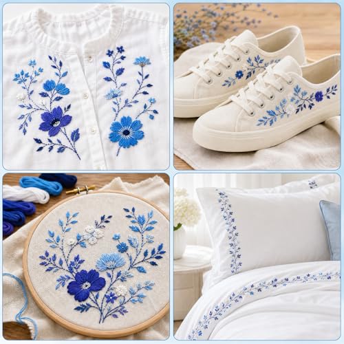 Kit de hilos Sashiko 32 piezas con 12 madejas y 20 agujas miniatura 6