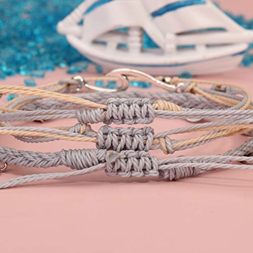 Image of Waterproof String Anklets Cute Beaded Ankle Bracelets Beach Wave Anklet Stainless Steel Coin Boho Ankle Jewelry for Women