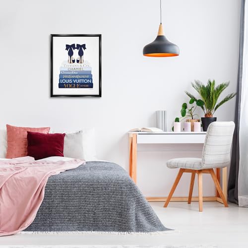 Image of Glam Heels Bookstack Fashion, 24 x 30 Inch Canvas in Floater Frame | Stupell Industries . By Amanda Greenwood . Ready to hang once unboxed . Chic gift for home decor . Made in USA