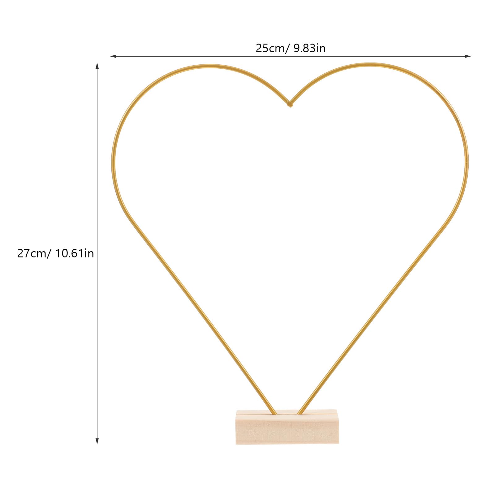 10 Stück Metall Blumenringe Herzform mit Holzsockel 25cm Stabile Hochzeits Tischdekoration Selbstgemacht Mittelstücke für Hochzeit und Event