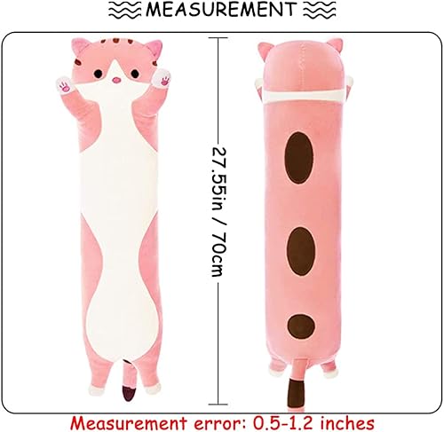 Miniatura 2 de MDXMY - Almohada larga de felpa con diseño de gato de dibujos animados animales de peluche suave y larga para regalo color rosa de 2755 pulgadas