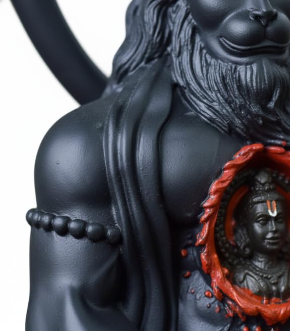 Image of POOMEE Resin Hanuman Idol Lord Hanuman Statue Black Resin Hanuman Murti for Home Mandir Pooja Room Decorative Spiritual Figurine Small 10cm Handcrafted Ram Bhakt Hanuman Gift Item