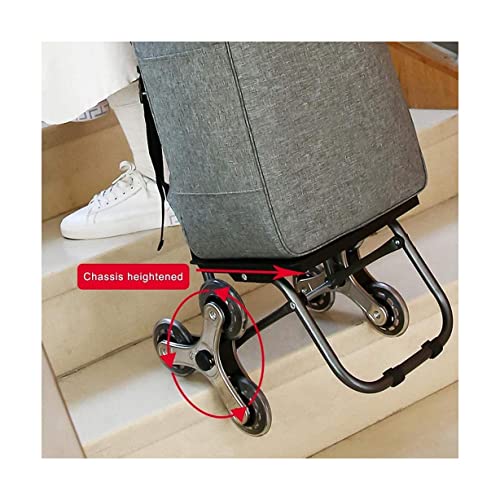 QUANLI Faltbarer Einkaufstrolley, tragbarer, faltbarer Einkaufswagen mit Gummirad und wasserdichter Tasche, robuster… – Bild 5