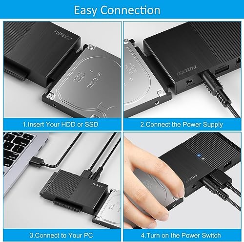 Image of FIDECO USB 3.0 to SATA or IDE Adapter, Hard Drive Adapter Cable Universal for 2.5 /3.5 inch SATA HDD /SSD & IDE HDD with 12V /2A Power Adapter
