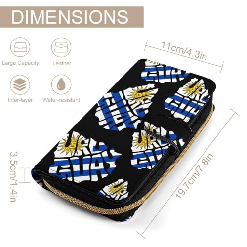 Uruguayan Flag Map Uruguay Stylish Leather Wallet Womens Mens Slim Purse Secure Card Holder Durable Bifold Clutch Handbag2