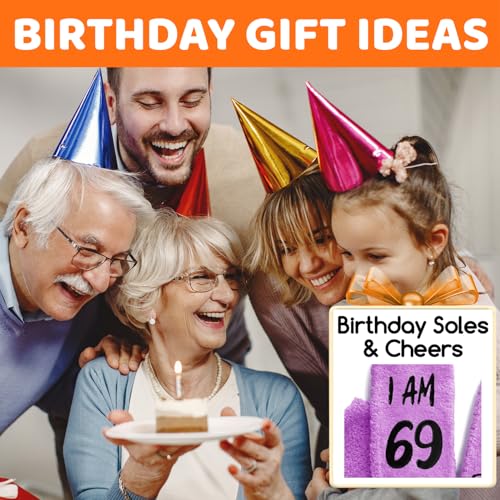 HAPPYPOP 70 65 Birthday Gifts for Women - 61 62 63 64 66 67 68 69 Birthday Socks in Purple3