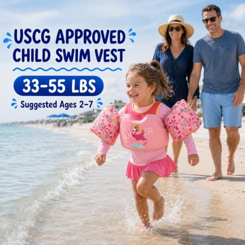 Image of Dark Lightning Toddler Swim Vest for Kids Ages 2-7, Kids Pool Floaties with Arm Wings, USCG Approved Life Jacket for Boys Girls, 33-55 lbs
