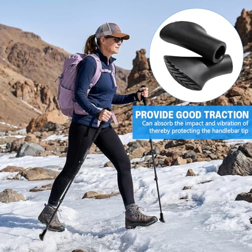 Image of Proberos 4 Pcs Trekking Pole Tips, Super Anti-Slip Wear-Resistant Rubber Walking Stick Replacement Tips with Slanted Cut for Hiking, Trekking & Outdoor Walking, Universal Fit 11mm Open Dia