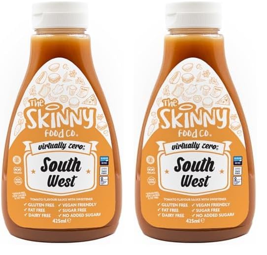 Skinny Food Co Sugar Free Southwest Sauce 425ml - Virtually Zero Calorie Sauce - Vegan & Keto-Friendly - Sugar Free Southwest Sauce - Gluten Free (Pack of 2)