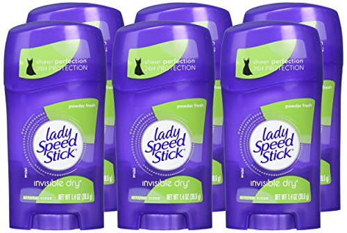 Lady Speed Stick Invisible Dry 24 Hour Powder Fresh, 1.4 oz (6 Pieces)
